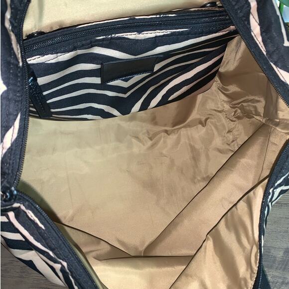 Coach y2k Devin Black and Tan Zebra Print Nylon Overnight Tote & Pouch - Picture 11 of 16